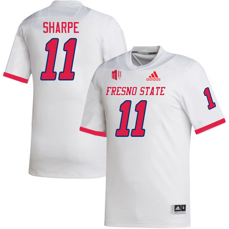 Men #11 Raylen Sharpe Fresno State Bulldogs College Football Jerseys Stitched-White